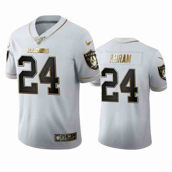 Las Vegas Raiders 24 Johnathan Abram Men Nike White Golden Edition Vapor Limited NFL 100 Jersey